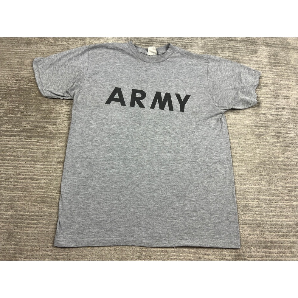 UNICOR T-Shirt Mens L Gray Army Physical Fitness‎ Uniform Short Sleeve PFU USA
